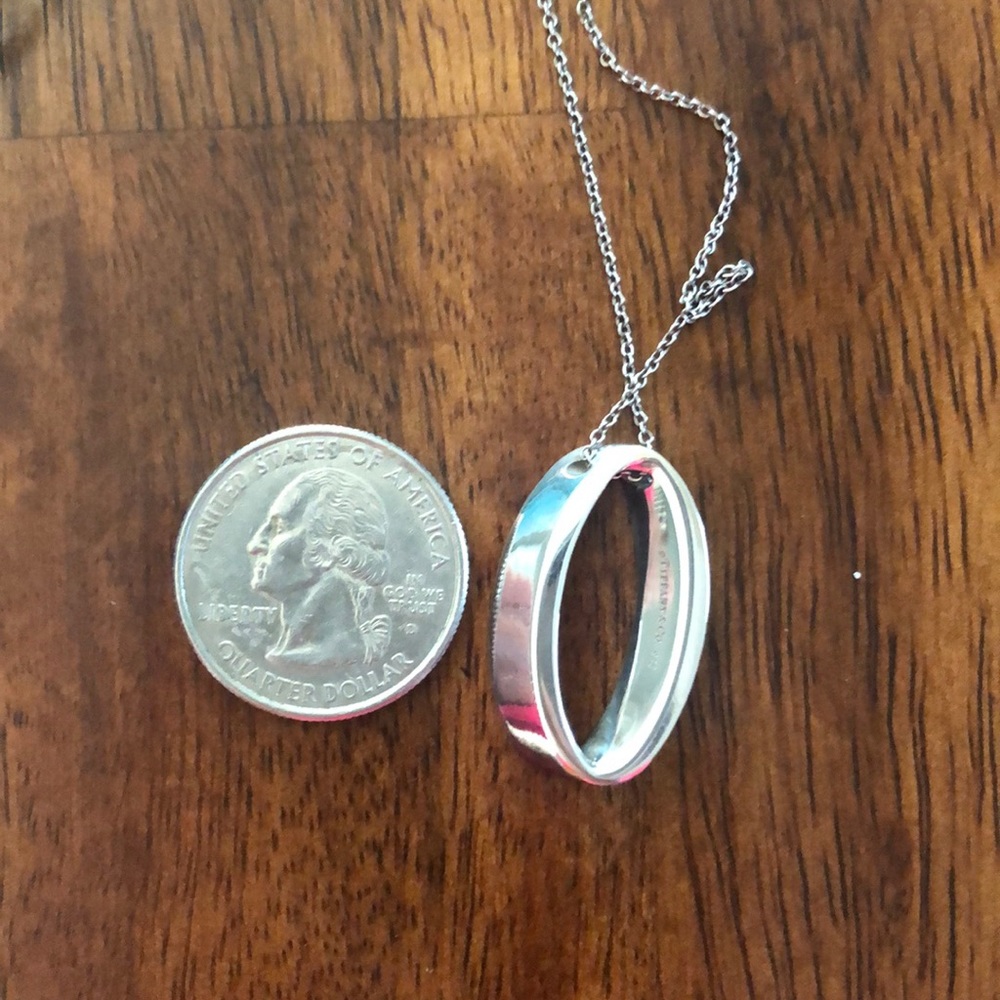 Tiffany & Co Sterling silver oval necklace. 16 in - Picture 3 of 3